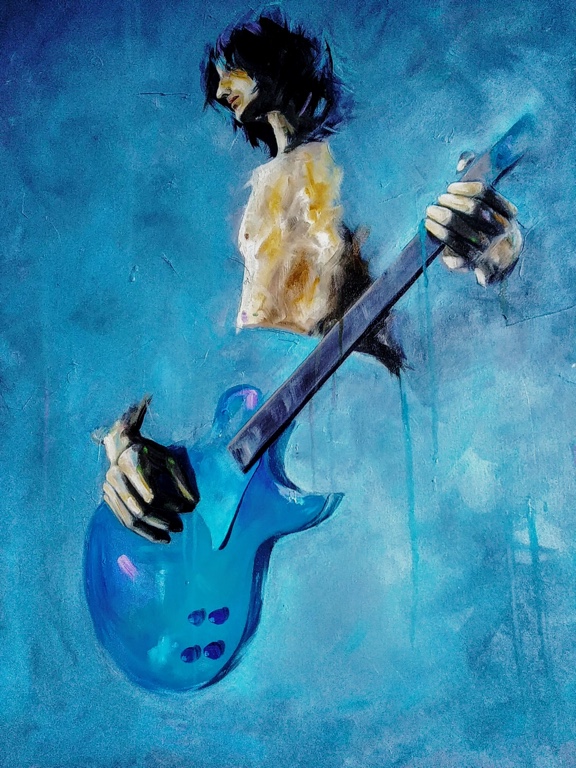 guitar player, 60x70 cm, oil on canvas, 2017