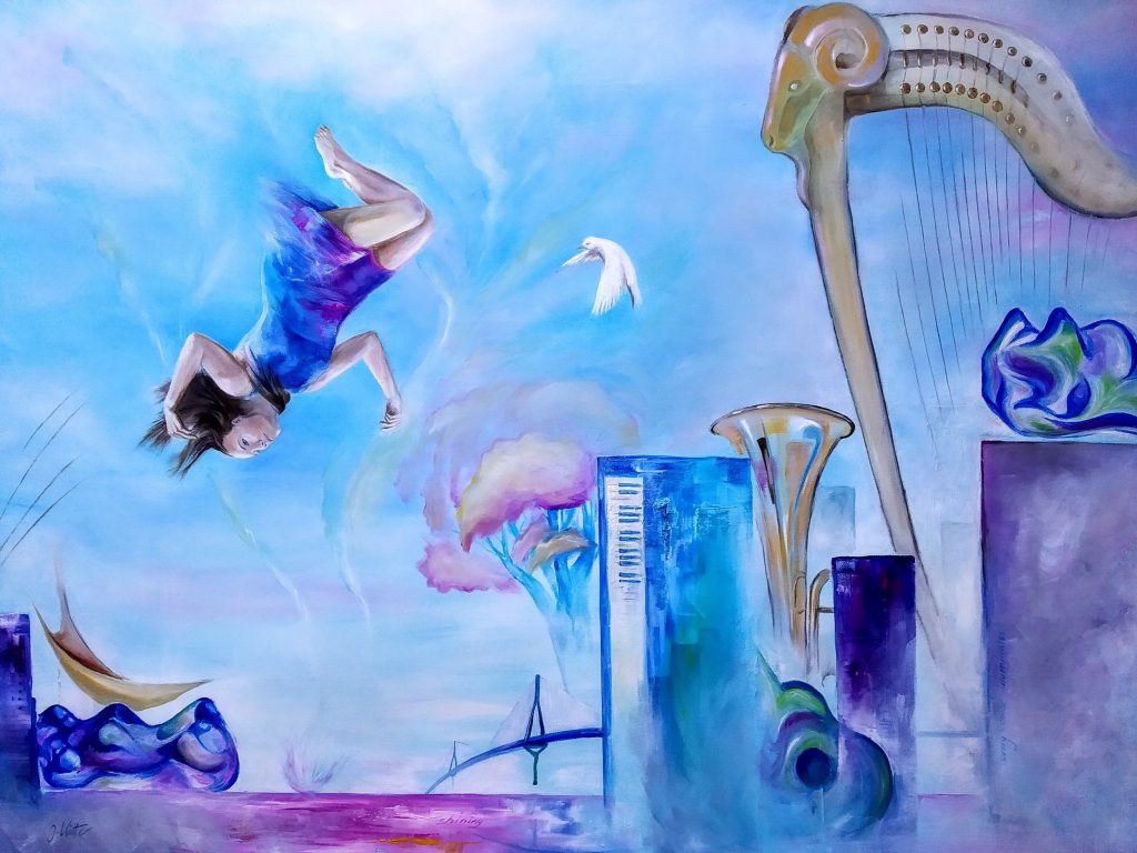 free falling, 100x110 cm, oil on canvas, 2013-2019