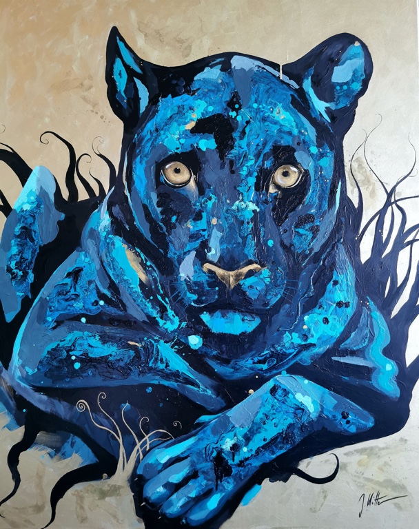 "Blue Panther" Acryl, 90x120 cm